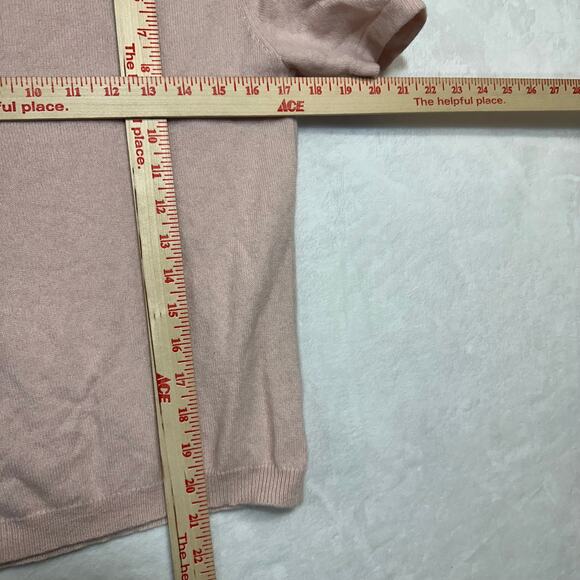 Lord & Taylor Small 100% Cashmere Sweater Top Pink Blush Coquette Cottage FLAWS - Picture 5 of 7